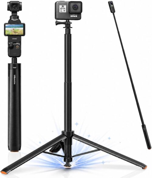 UBeesize 65” Auto-Open Selfie Stick Tripod, Invisible Selfie Stick for Insta360 X5/X4/X3, GoPro & DJI Osmo Pocket 3, Stable Throwpod for Travel Vlogging