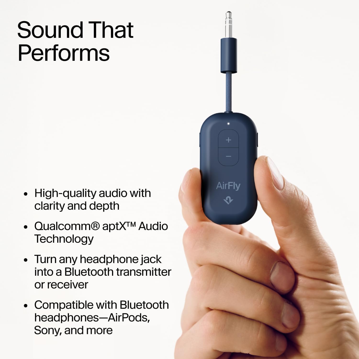 Twelve South AirFly Pro 2 Bluetooth 5.0 Transmitter/Receiver for TV to 2 Wireless Headphones – Wireless Adapter for AirPods, Car, Gym, Home, Use with Any 3.5 mm Audio Jack, Blue - Image 7