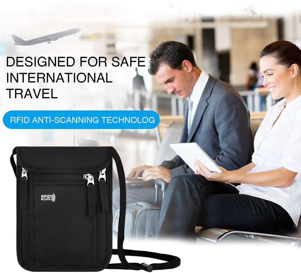 Travel Pouch Neck Wallet Family Passport Holder Organizer Case with RFID Blocking | RFID Blocking - Image 7