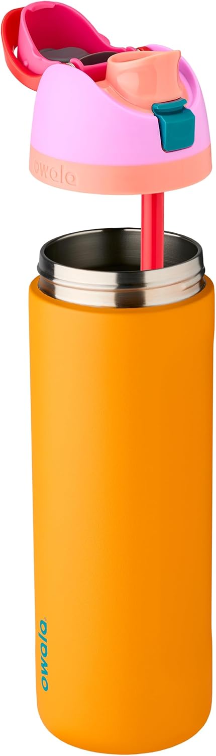 Owala FreeSip Insulated Stainless Steel Water Bottle with Straw for Sports and Travel, BPA-Free, 24-oz, Orchid/Orange (Tropical) - Image 2
