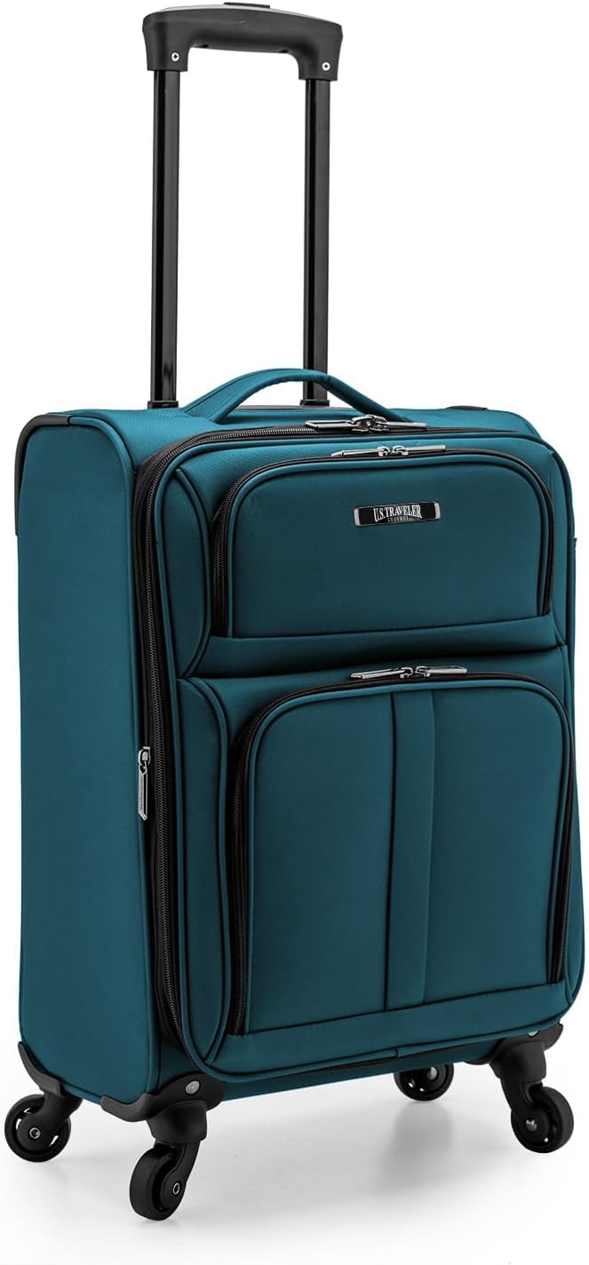 U.S. Traveler Anzio Softside Expandable Luggage with Spinner Wheels, Teal, 22-Inch Carry-on - Image 2