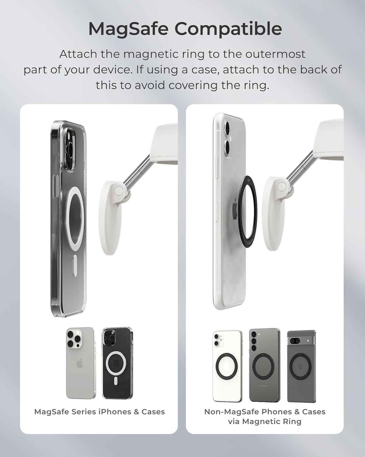 iOttie Treker Travel Essentials Magnetic Airplane Phone Holder with 360° Rotation Swivel Head and Magnetic Ring Adapter for Universal Compatibility with MagSafe, Qi2, iPhone, and Android Smartphones - Image 6