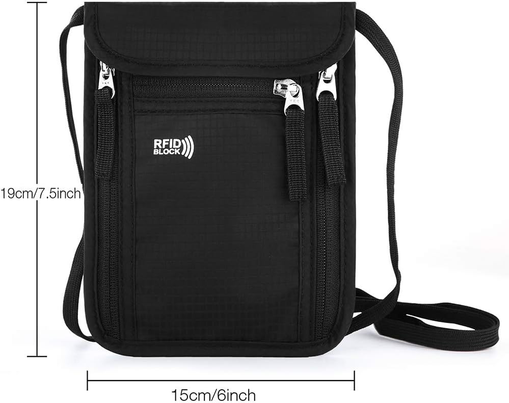 Travel Pouch Neck Wallet Family Passport Holder Organizer Case with RFID Blocking | RFID Blocking - Image 4