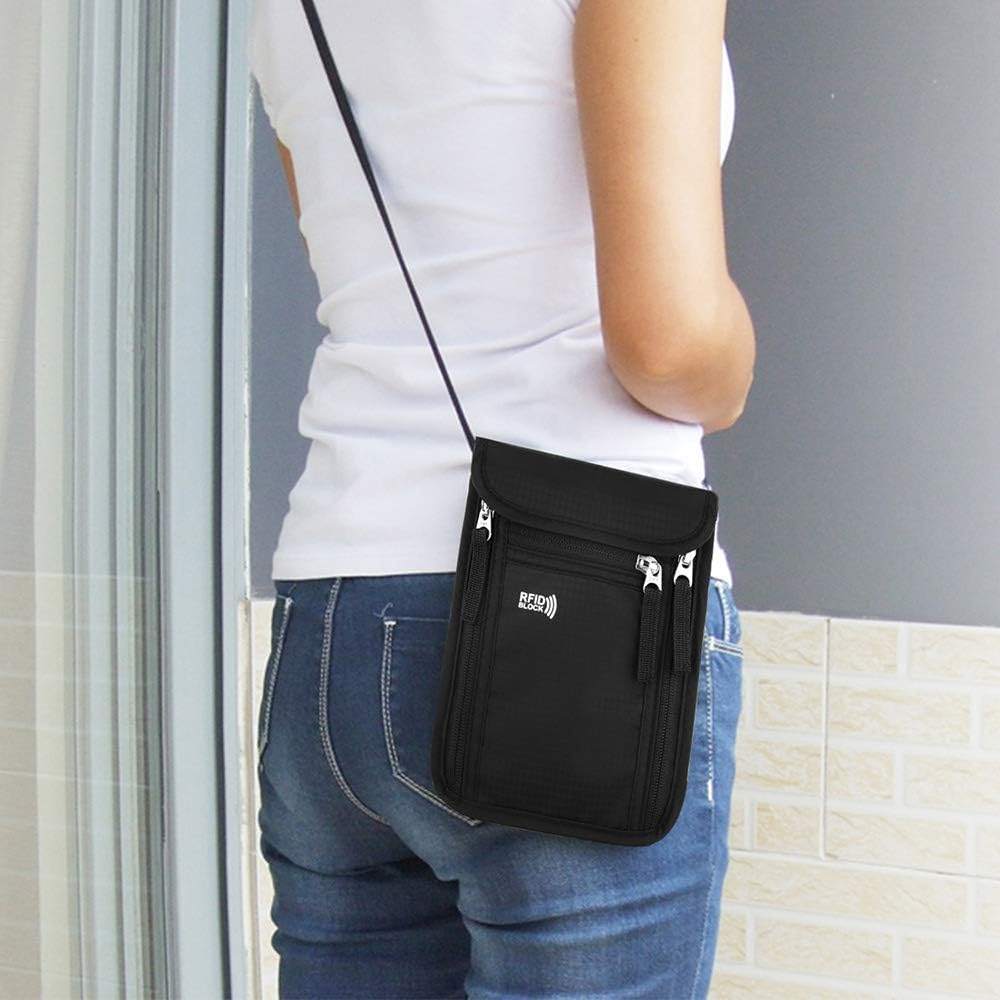 Travel Pouch Neck Wallet Family Passport Holder Organizer Case with RFID Blocking | RFID Blocking - Image 8