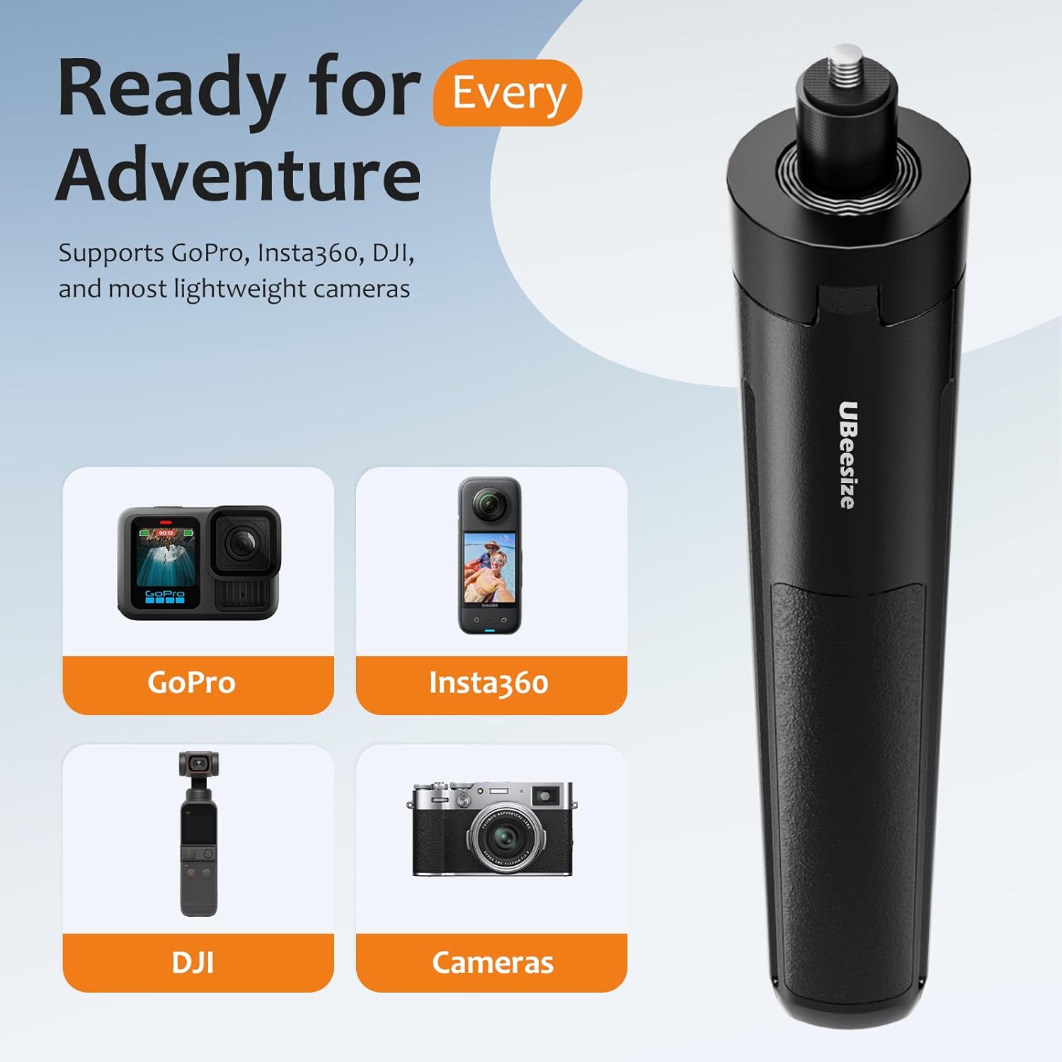 UBeesize 65” Auto-Open Selfie Stick Tripod, Invisible Selfie Stick for Insta360 X5/X4/X3, GoPro & DJI Osmo Pocket 3, Stable Throwpod for Travel Vlogging - Image 5