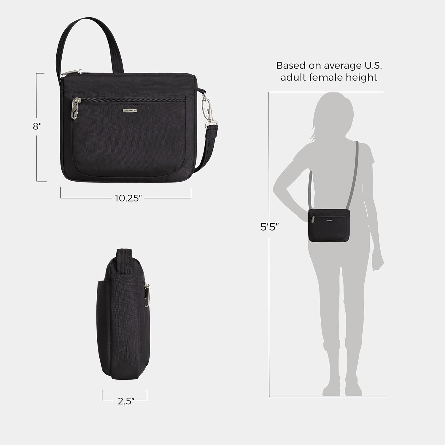 Travelon Anti-Theft Classic Small East/West Crossbody - Image 4