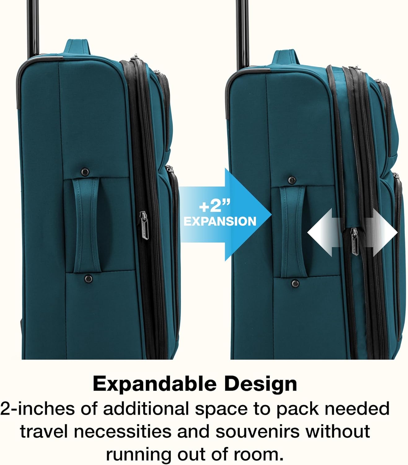 U.S. Traveler Anzio Softside Expandable Luggage with Spinner Wheels, Teal, 22-Inch Carry-on - Image 5