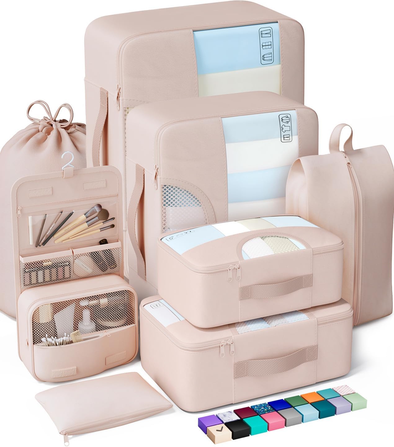 Veken 8 Set Packing Cubes for Cruise Ship Essentials,Beach Vacation Travel Accessories with Hanging Toiletry Bag,Suitcase Organizer for Luggage,Personalized Birthday & Retirement Gifts for Women Mom - Image 4