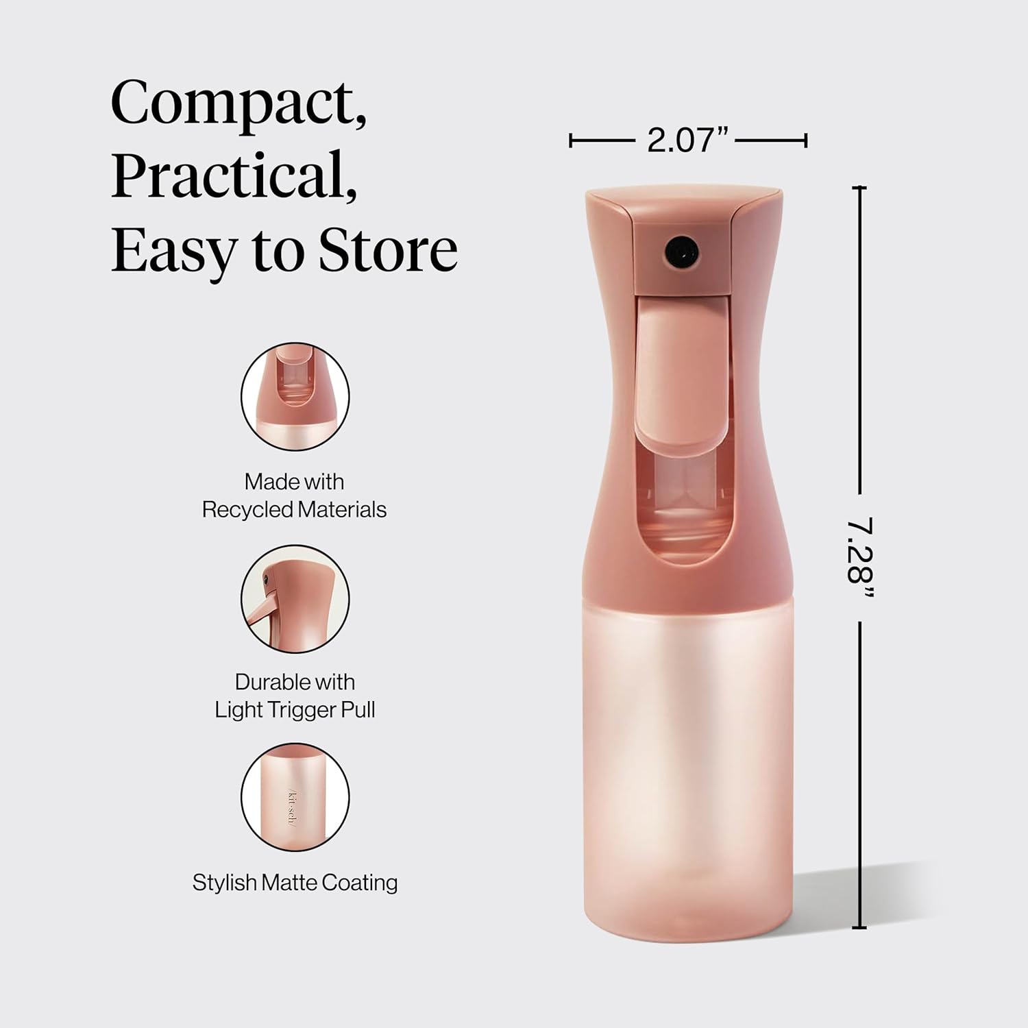 Kitsch Continuous Spray Bottle for Hair – Fine Mist Water Mister & Water Spray Bottle – Recycled Hair Spray Bottle – Spray Bottles for Cleaning, Styling, Plants & More – Terracotta, 150ml - Image 4