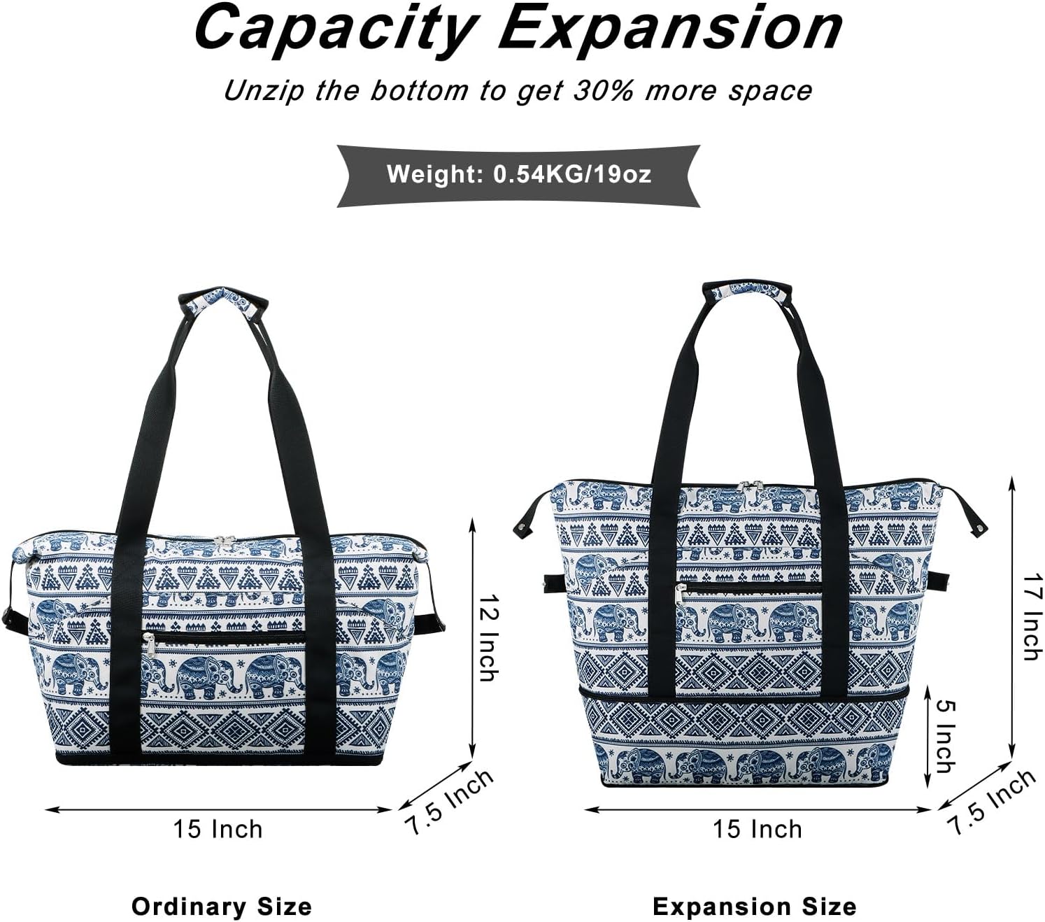 Expandable Duffel Bag for Women with Trolley Sleeve/Wet Pocket Weekender Travel Tote Large Carry On Overnight Luggage - Image 3