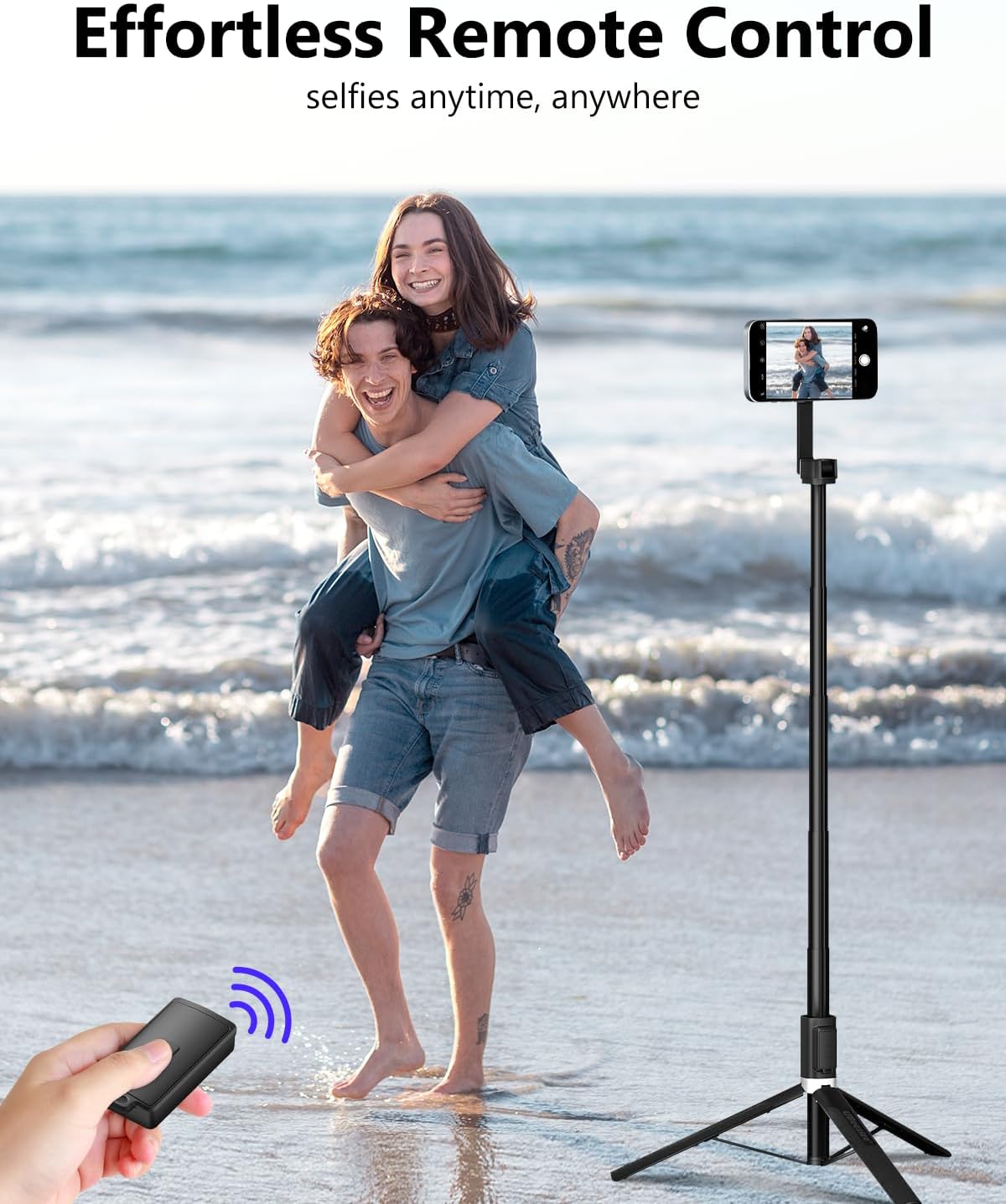 UBeesize Magnetic Tripod for iPhone with Remote, 64’’ Extendable Phone Stand for Video Recording/Vlogging, N52 Strong Holder for iPhone 12-15/Android, Portable Travel Selfie Stick Tripod(Black) - Image 6