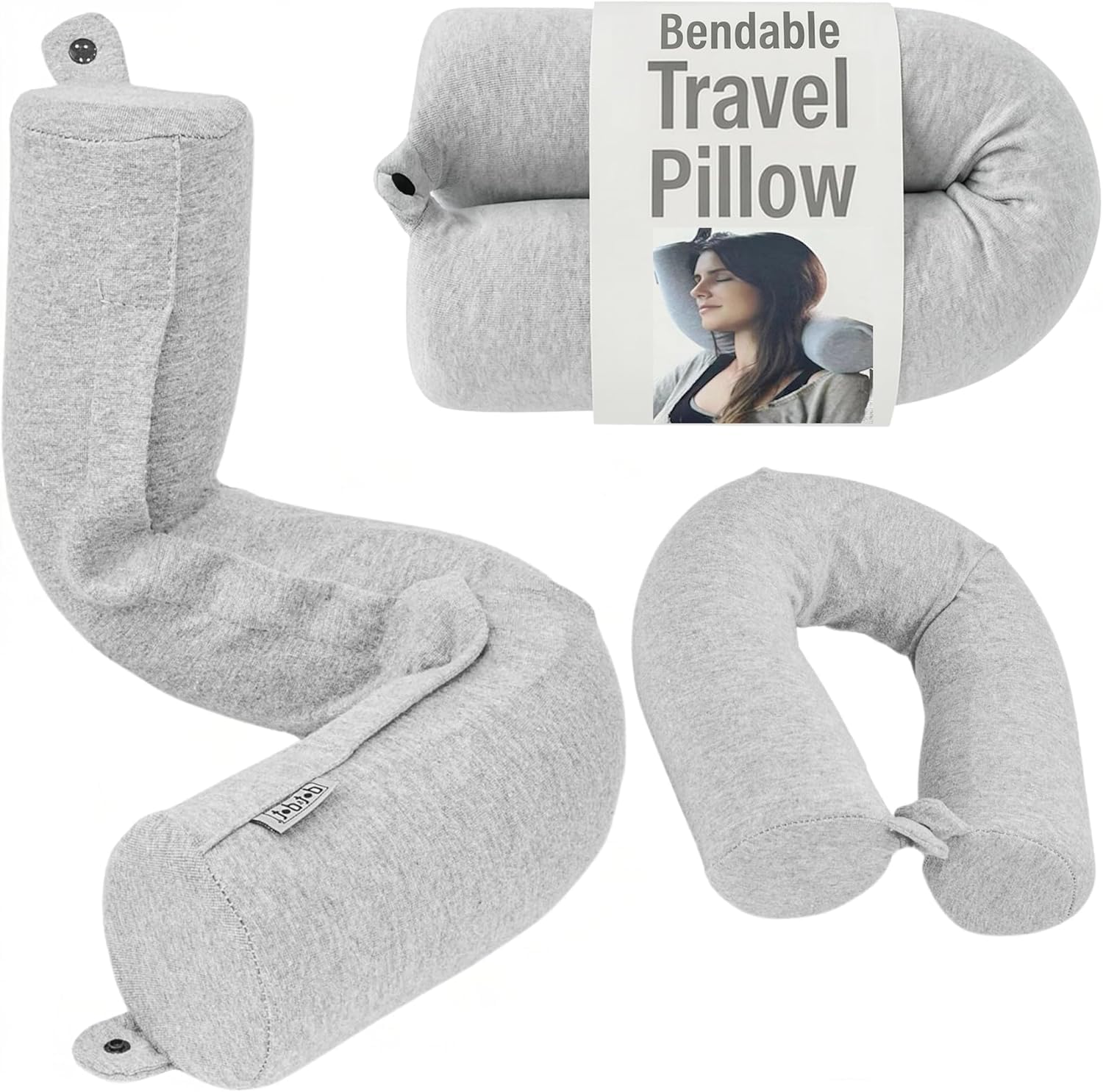 Dot&Dot Twist Memory Foam Travel Pillow, Bendable Neck Pillow for Airplane, Car and Home, Airplane Pillow for Neck Support, Chin, Lumbar and Leg, Adjustable Neck Roll Pillow