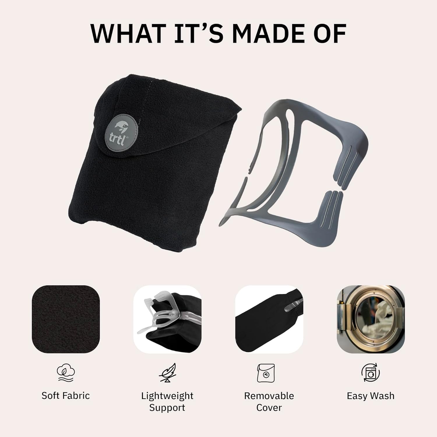 Trtl Pillow - Scientifically Proven, Super Soft Neck Support Travel Pillow for Airplanes - Lightweight and Machine Washable - Ergonomic Design for Traveling on Flights, Cars, and Trains - Grey - Image 4