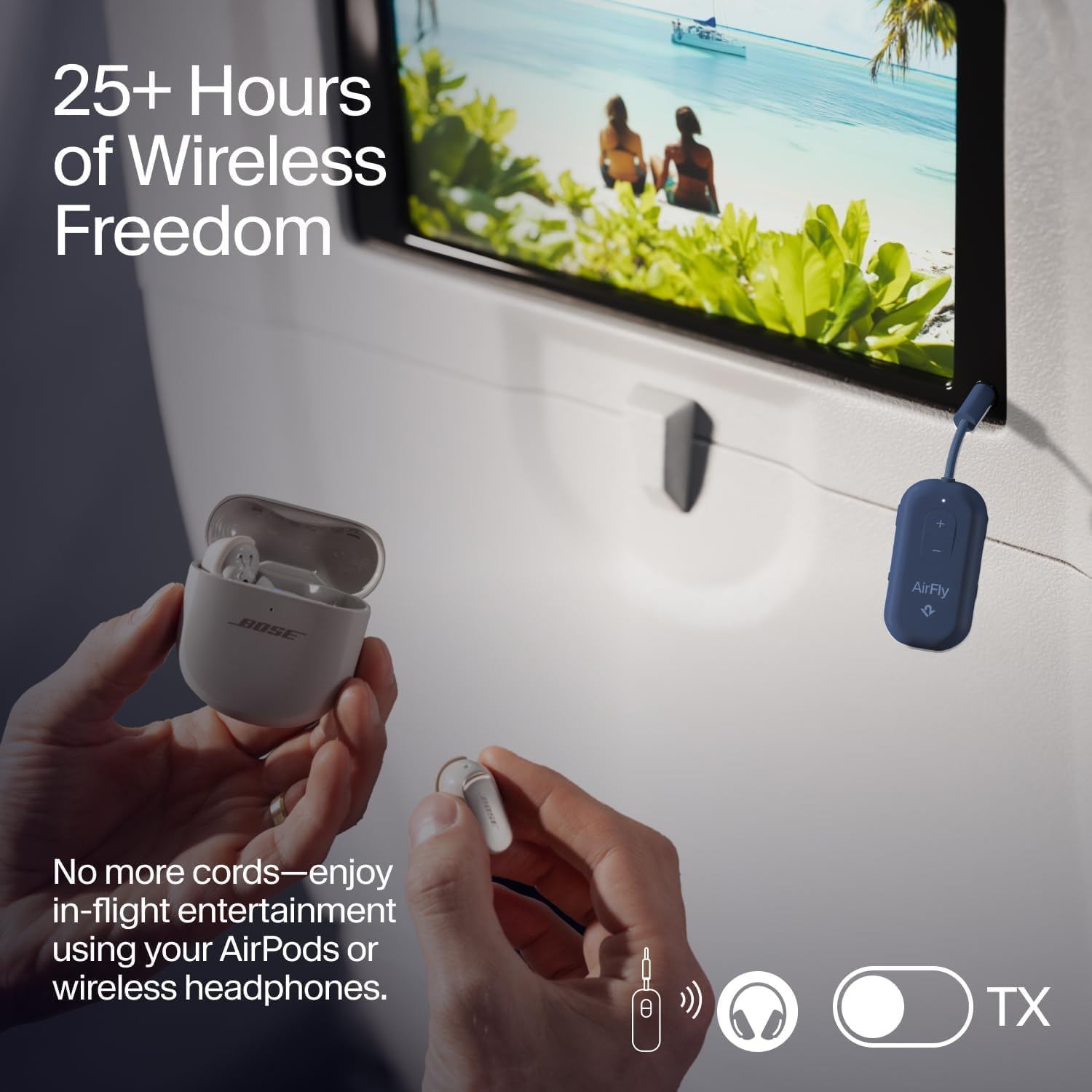 Twelve South AirFly Pro 2 Bluetooth 5.0 Transmitter/Receiver for TV to 2 Wireless Headphones – Wireless Adapter for AirPods, Car, Gym, Home, Use with Any 3.5 mm Audio Jack, Blue - Image 4