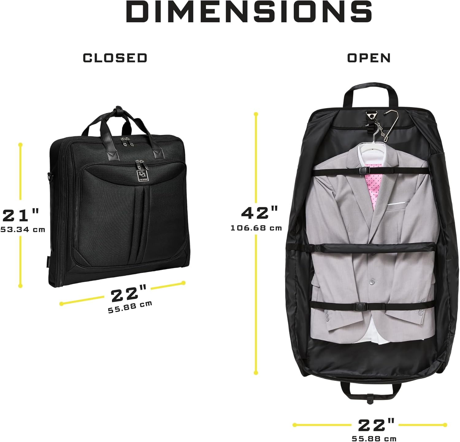 ZEGUR Premium Suit Garment Bag Carry On - Hangs 4 Suits - Travel & Business with Shoulder Strap and Laptop Compartment - Image 5