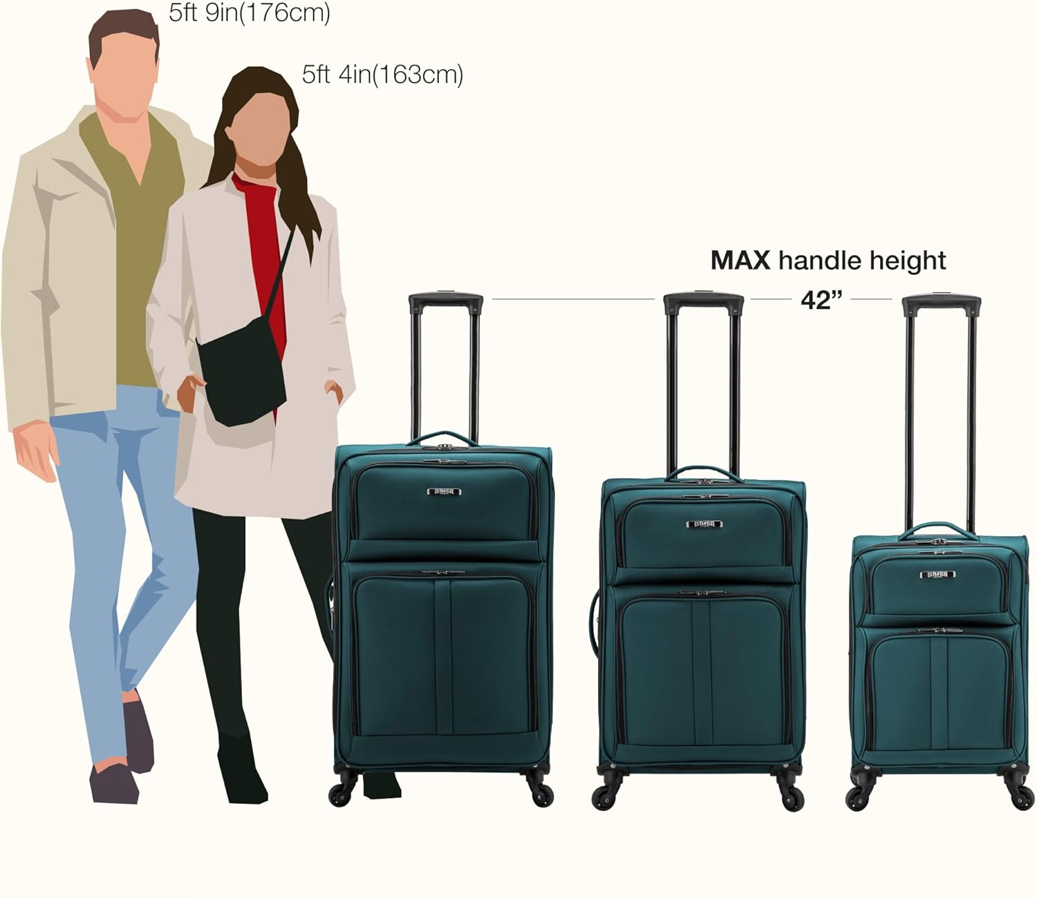 U.S. Traveler Anzio Softside Expandable Luggage with Spinner Wheels, Teal, 22-Inch Carry-on - Image 9