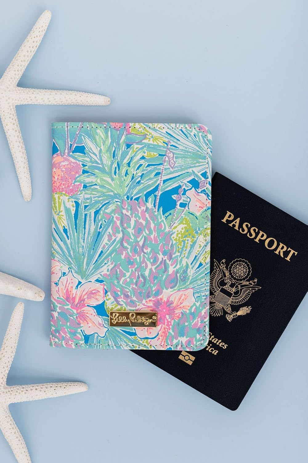 Lilly Pulitzer Vegan Leather Passport Holder, Cute Passport Cover, Travel Wallet with Credit Card Slots, Swizzle In - Image 4
