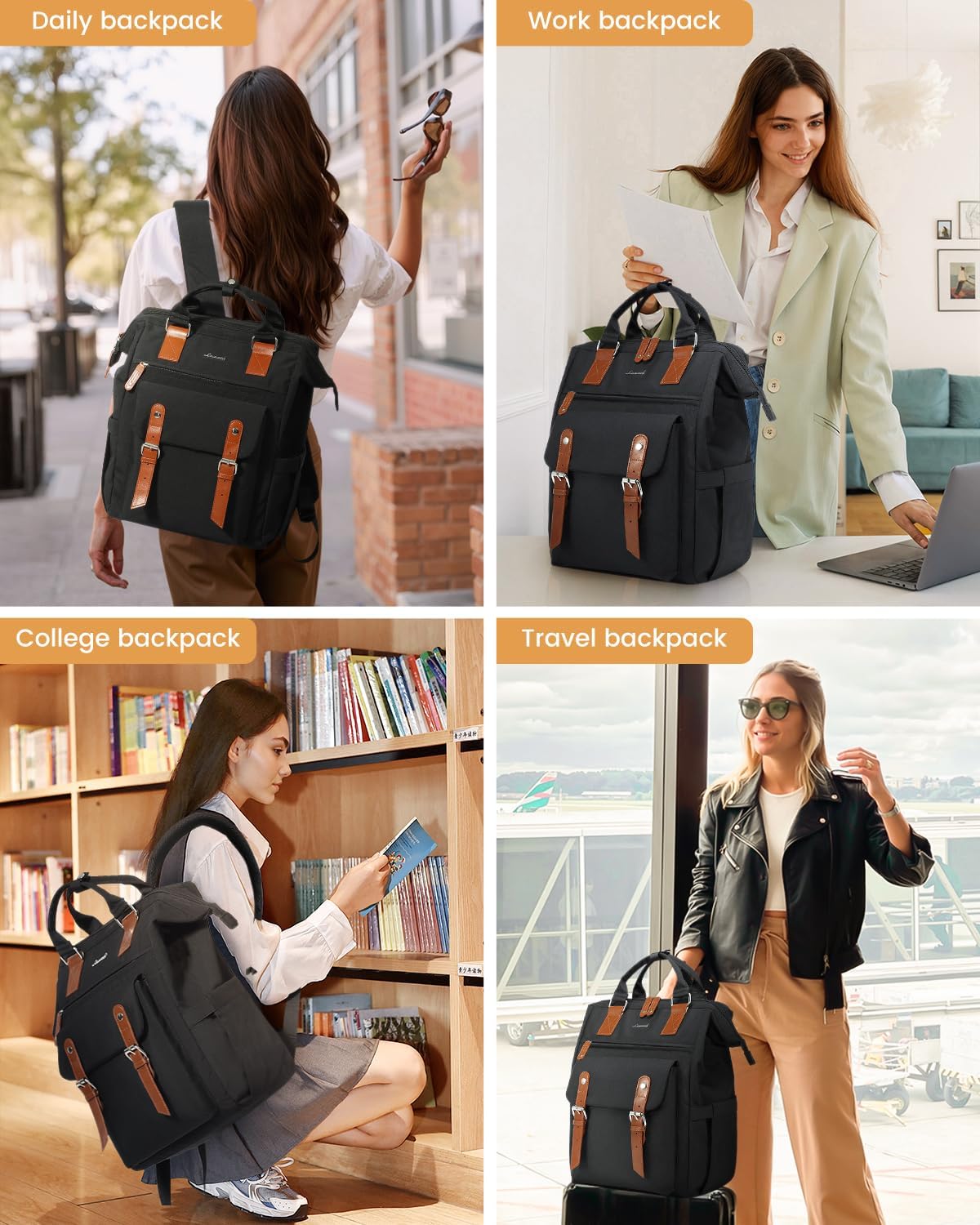 LOVEVOOK Laptop Backpack for Women, Teacher Nurse Work Laptop Bag, Waterproof Travel Backpack with Large Cup Holder, Business Computer Back Pack, Cute Bookbag College Backpack Purse, 15.6 Inch - Image 7