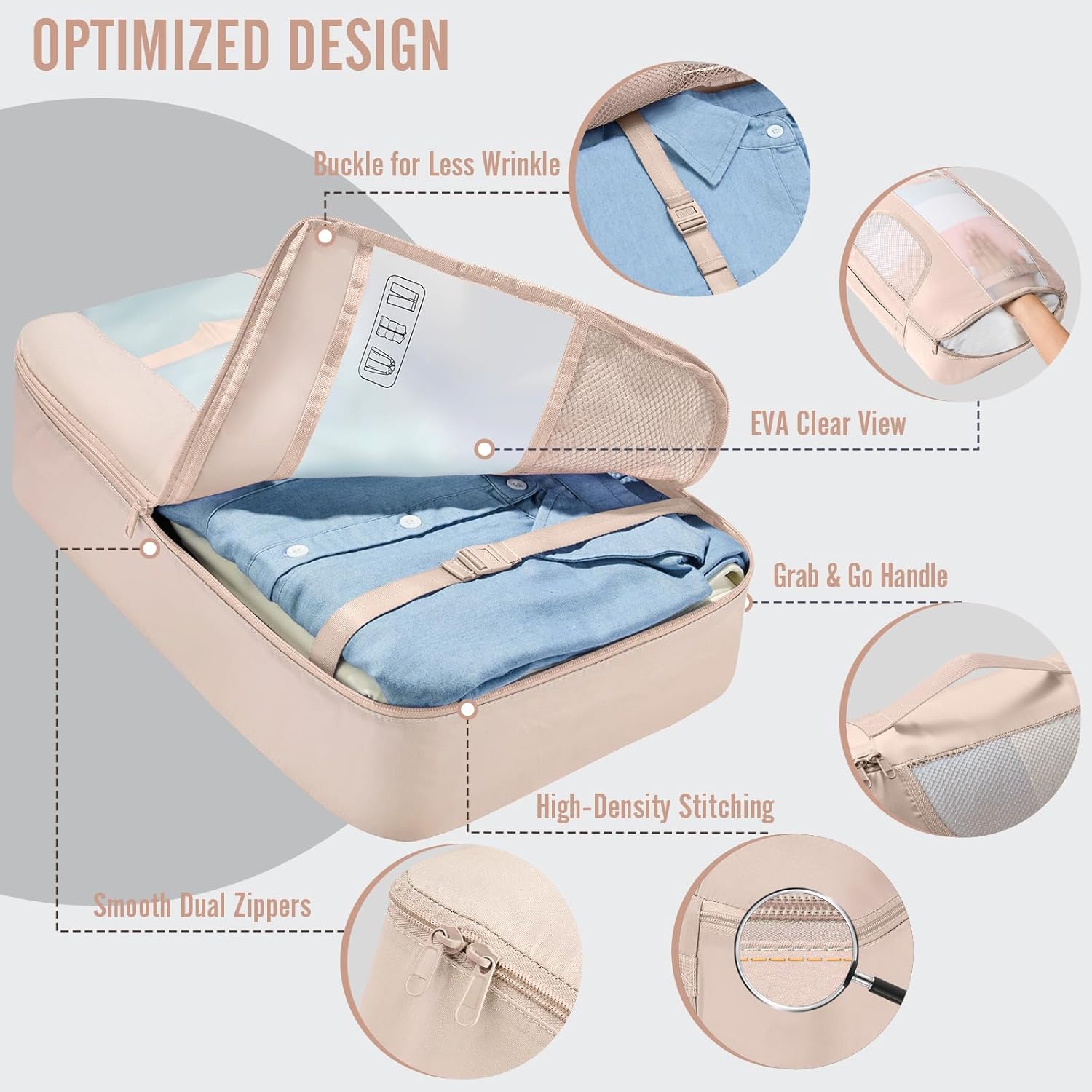 Veken 8 Set Packing Cubes for Cruise Ship Essentials,Beach Vacation Travel Accessories with Hanging Toiletry Bag,Suitcase Organizer for Luggage,Personalized Birthday & Retirement Gifts for Women Mom - Image 3