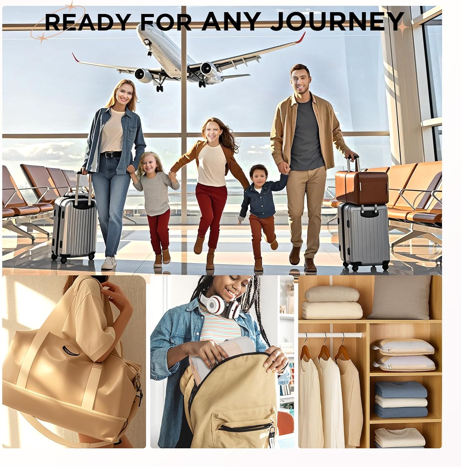 2 Set Compression Packing Cubes for Travel Essentials,Compressible Expandable Packing Cubes for Suitcase,OlarHike Luggage Garment Bags for Travel,Handy Helper for Organizing Clothes(Beige) - Image 8