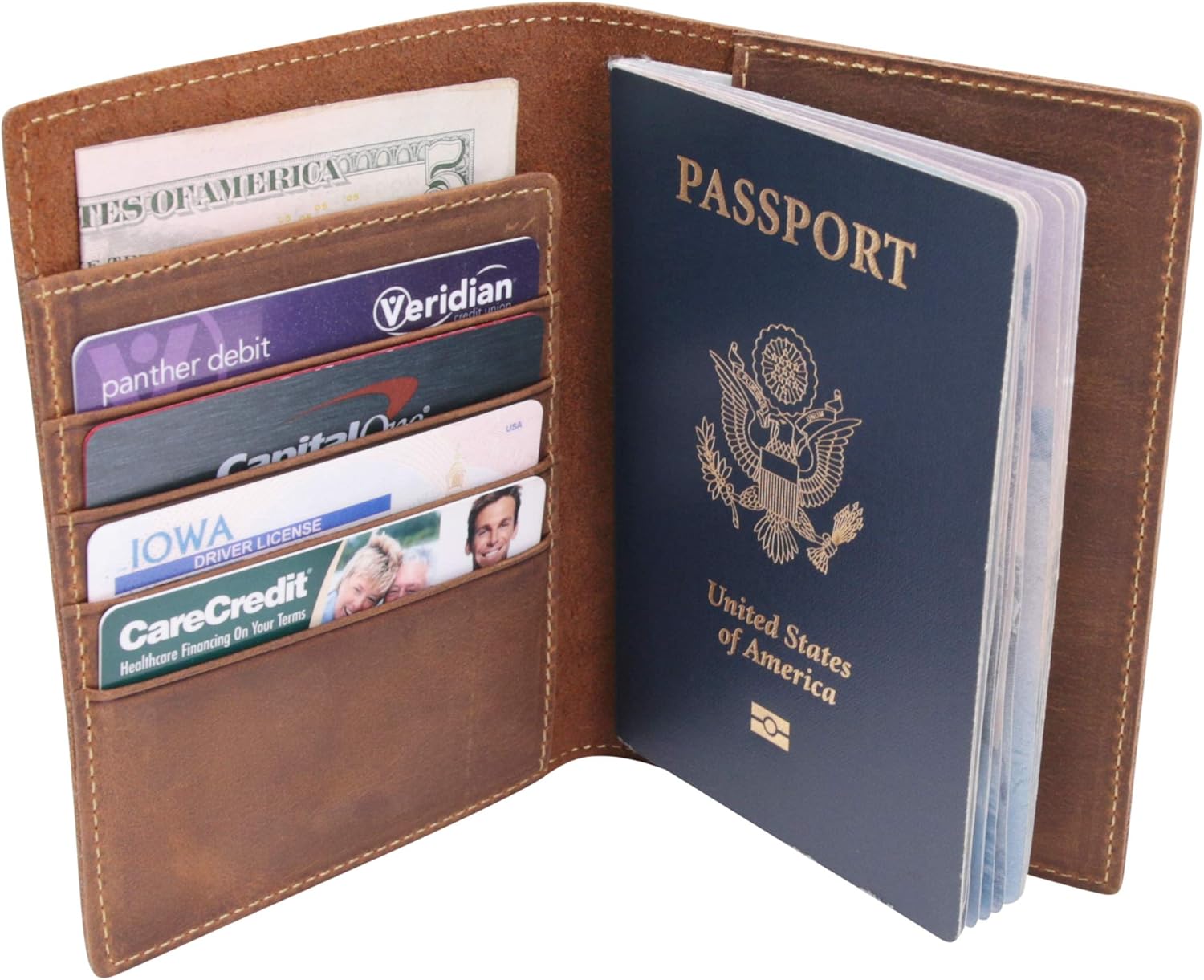 WANDERINGS Leather Travel Wallet with Passport Holder - 5.5" x 4" - Genuine Leather Case with RFID Blocking for Men and Women - Folding Wallet for Passports - Image 2