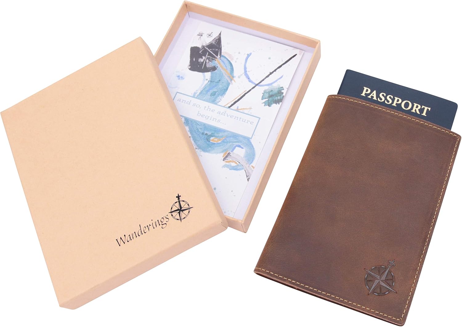 WANDERINGS Leather Travel Wallet with Passport Holder - 5.5" x 4" - Genuine Leather Case with RFID Blocking for Men and Women - Folding Wallet for Passports - Image 5