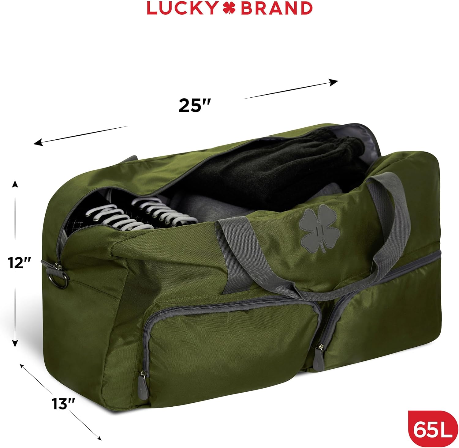 Lucky Travel Duffel Bags 65L, Gym Bag, Travel Bag & Large Duffle Bag for Men, Foldable Overnight Weekender Bags for Women & Men with Adjustable Shoulder Strap, Loden Green - Image 2