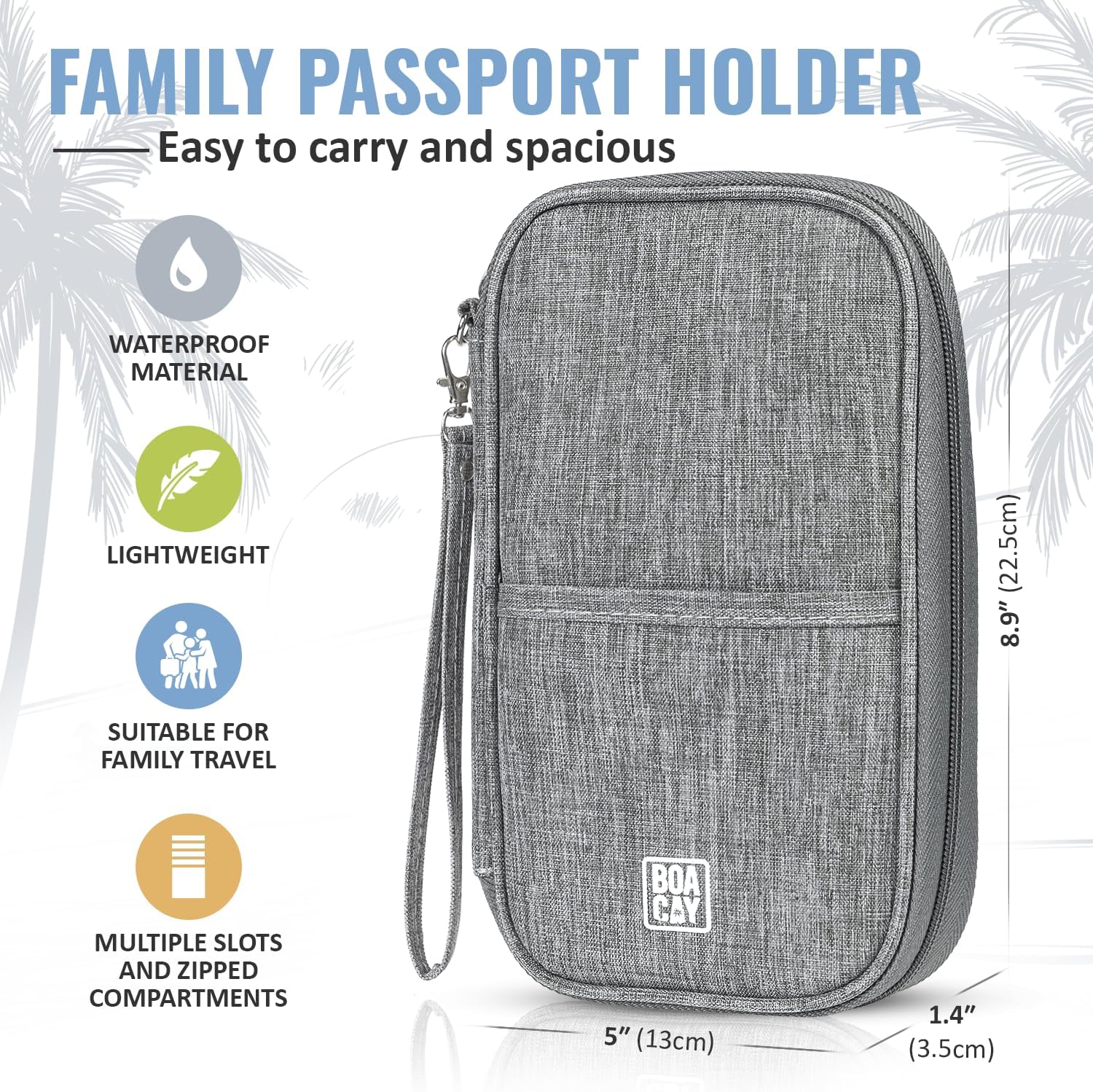 BOACAY Travel Document Organizer with RFID, Family Passport Holder, Wallet for Women & Men, Portable & Waterproof Case for Cards, Boarding Pass, Money - Image 3