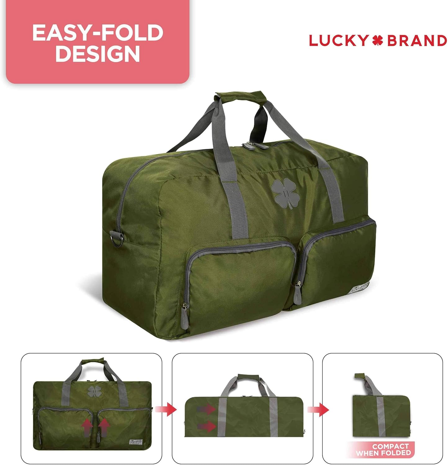 Lucky Travel Duffel Bags 65L, Gym Bag, Travel Bag & Large Duffle Bag for Men, Foldable Overnight Weekender Bags for Women & Men with Adjustable Shoulder Strap, Loden Green - Image 3