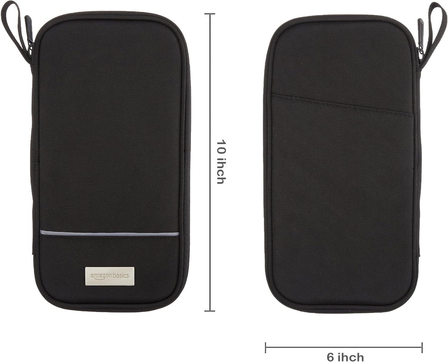 Amazon Basics RFID-blocking Passport Wallet, Passport Holder for Travel, Polyester/Nylon Material with Durable Zipper Closure, Zippered Pockets, Slots for Cards, 10"x5", Black, Solid - Image 4