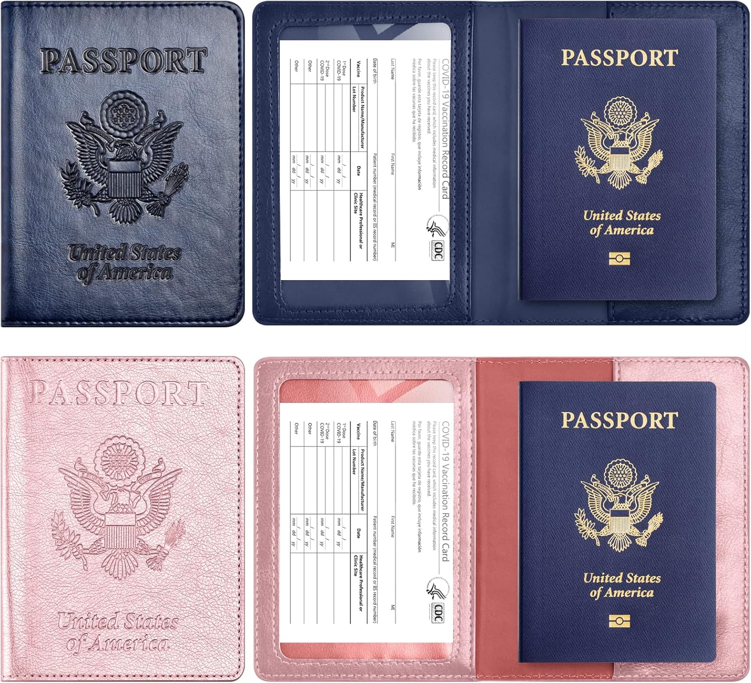 Eoehro Passport Holder for Travel Essentials-2Pack, Passport Wallet Cover Case for Travel Must Haves Accessories,Passport Book Holders for Women and Men - Image 2
