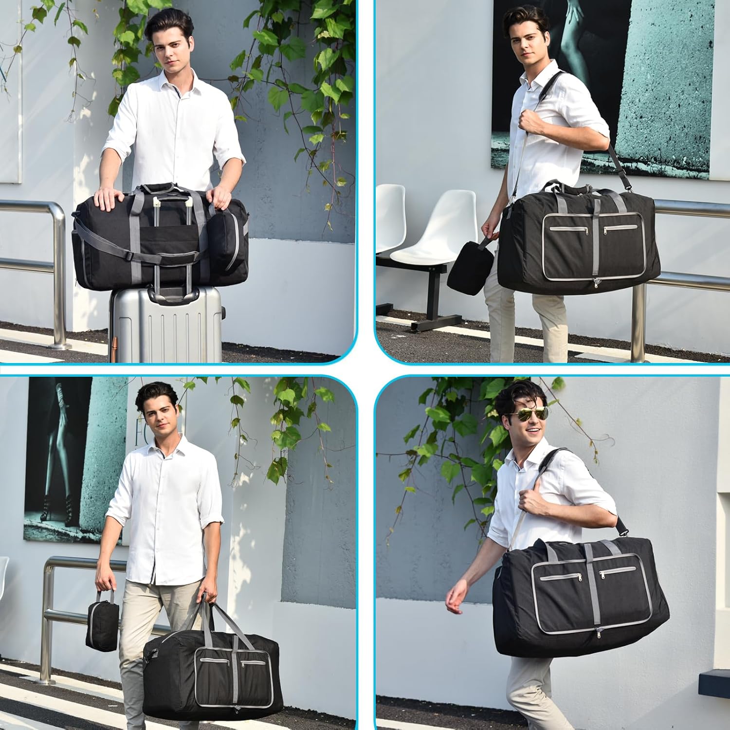 Felipe Varela Duffle Bag with Shoes Compartment and Adjustable Strap,Foldable Travel Duffel Bags for Men Women,Waterproof Duffel Bags - Image 2
