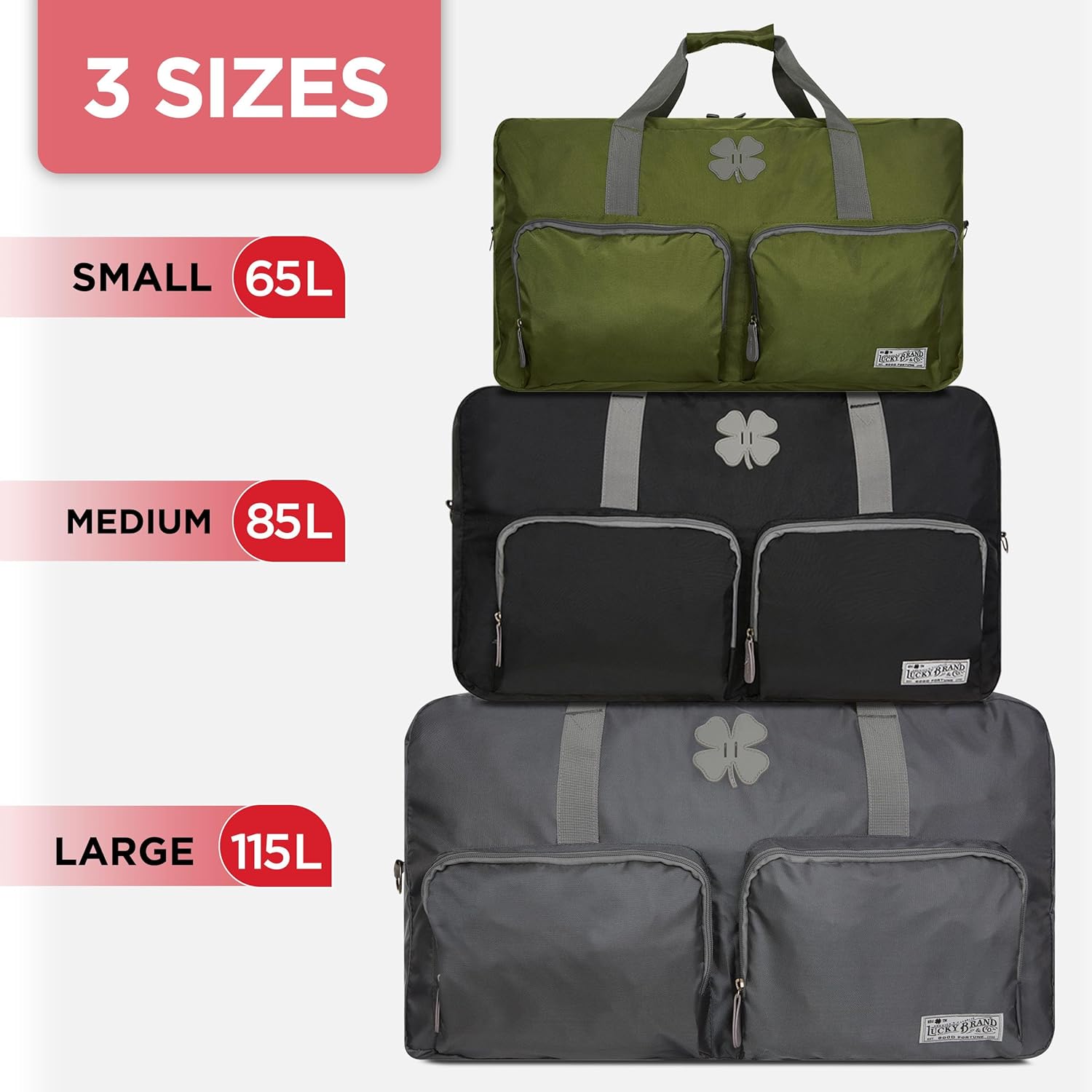 Lucky Travel Duffel Bags 65L, Gym Bag, Travel Bag & Large Duffle Bag for Men, Foldable Overnight Weekender Bags for Women & Men with Adjustable Shoulder Strap, Loden Green - Image 7