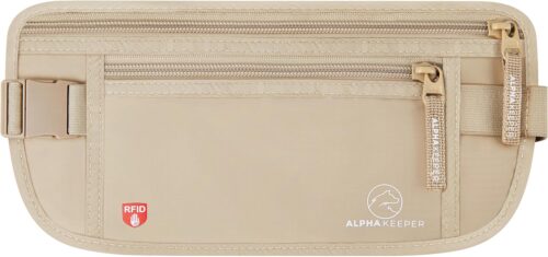 Alpha Keeper Money Belt for Travel Hidden Under Clothes – RFID Blocking Passport Holder & Slim Waist Wallet Pouch for Women & Men, Anti-Theft Travel Accessories
