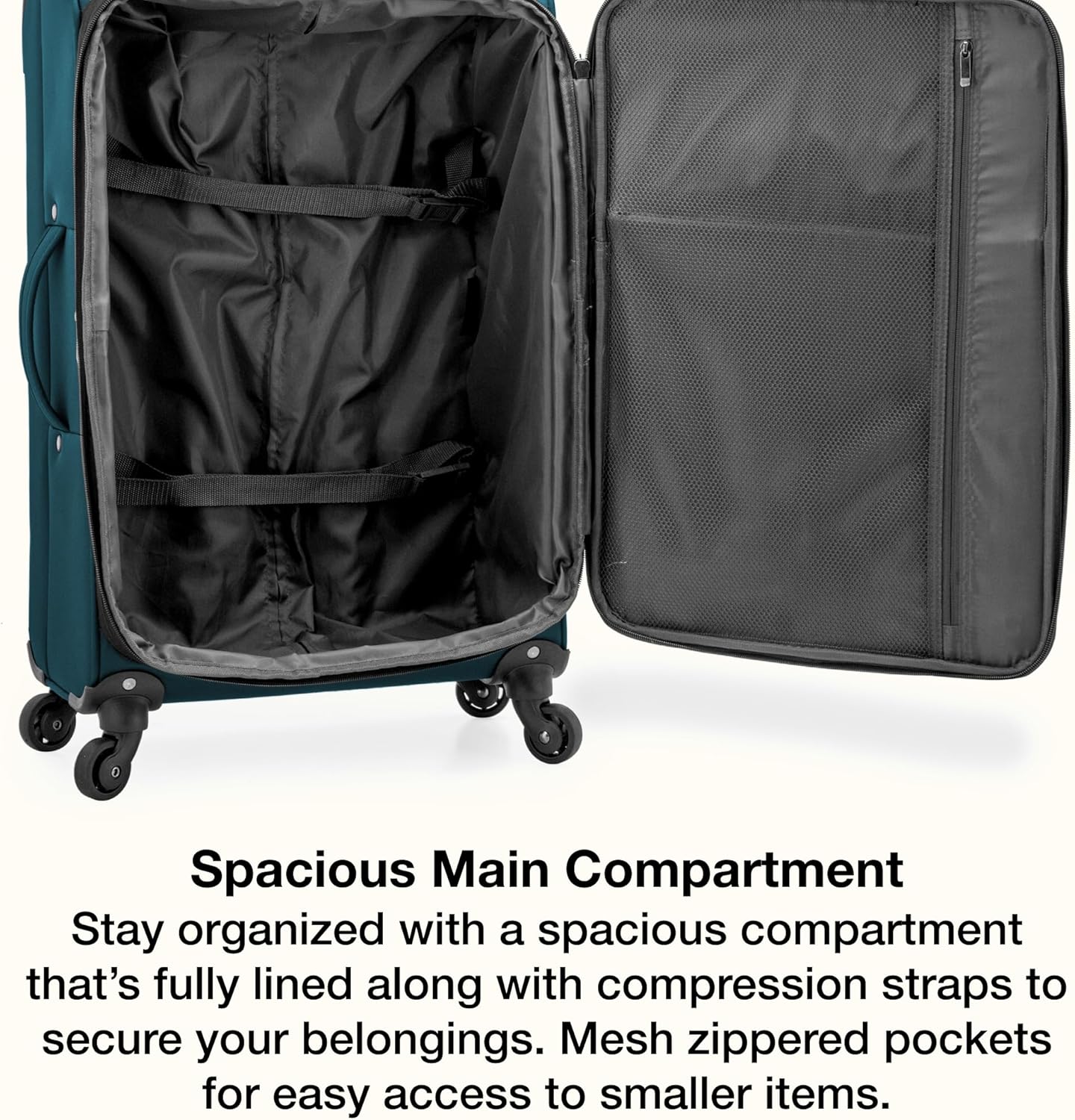 U.S. Traveler Anzio Softside Expandable Luggage with Spinner Wheels, Teal, 22-Inch Carry-on - Image 8