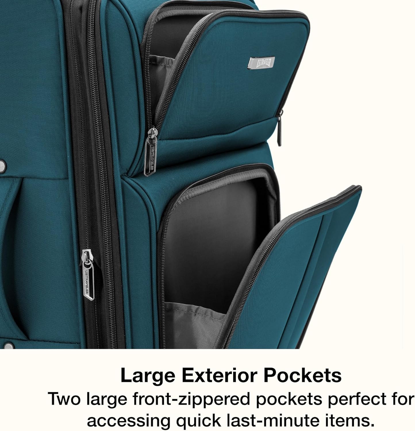 U.S. Traveler Anzio Softside Expandable Luggage with Spinner Wheels, Teal, 22-Inch Carry-on - Image 7