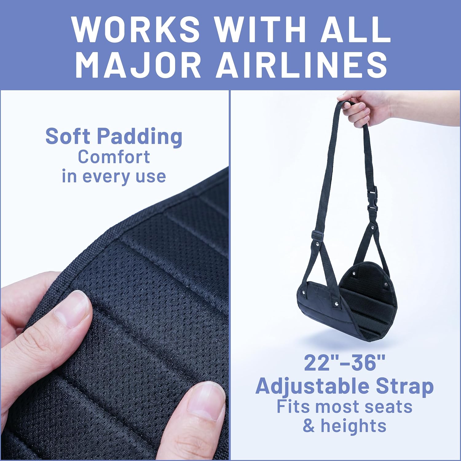 BASIC CONCEPTS Airplane Foot Hammock for Plane Travel Essentials - Airplane Travel Essentials, Long Flight Foot Rest - Plane Gadgets - Image 7